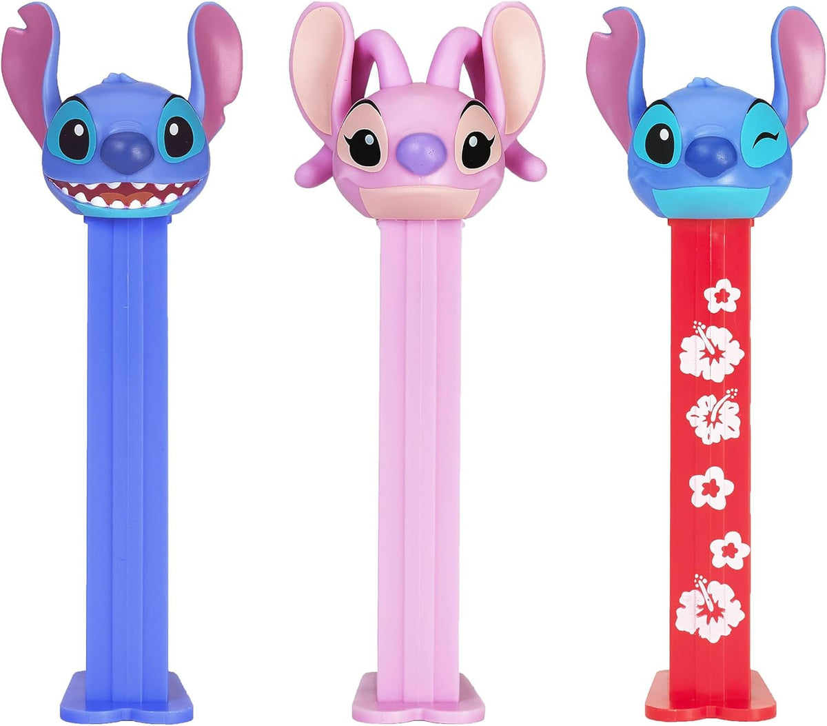 Pez Set de Regalo con Dispensador de Dulces de Lilo y Stitch, Angel y Aloha. Dispensadores de Lilo y Stitch con Repuestos de Dulces. Regalos y Bolsas Sorpresa para Fiestas de Lilo y Stitch.