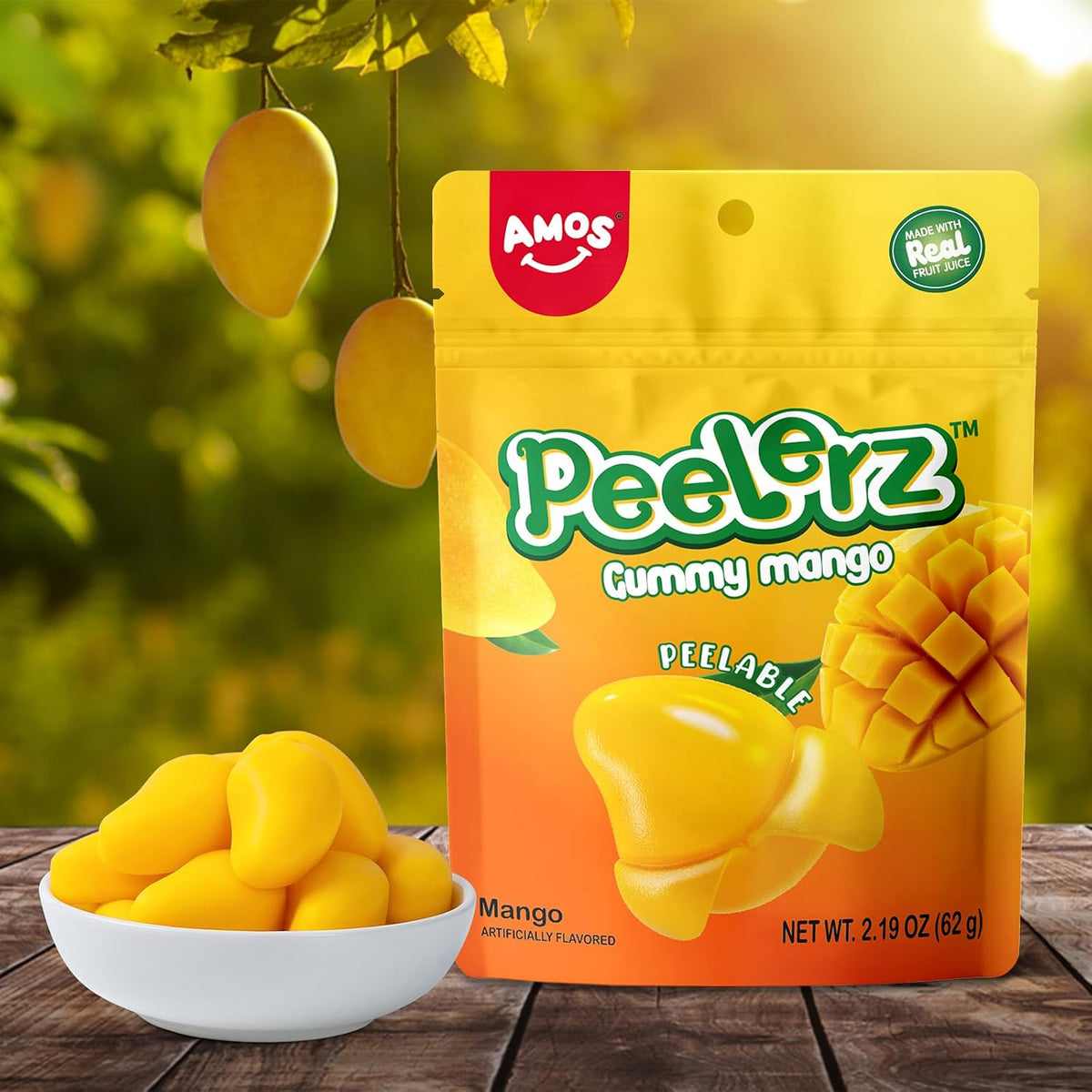 Amos Paquete Variado de Gomitas Peelerz: 3 Paquetes Individuales, Gomitas Frutales Pelables en Sabores Mango, Nara