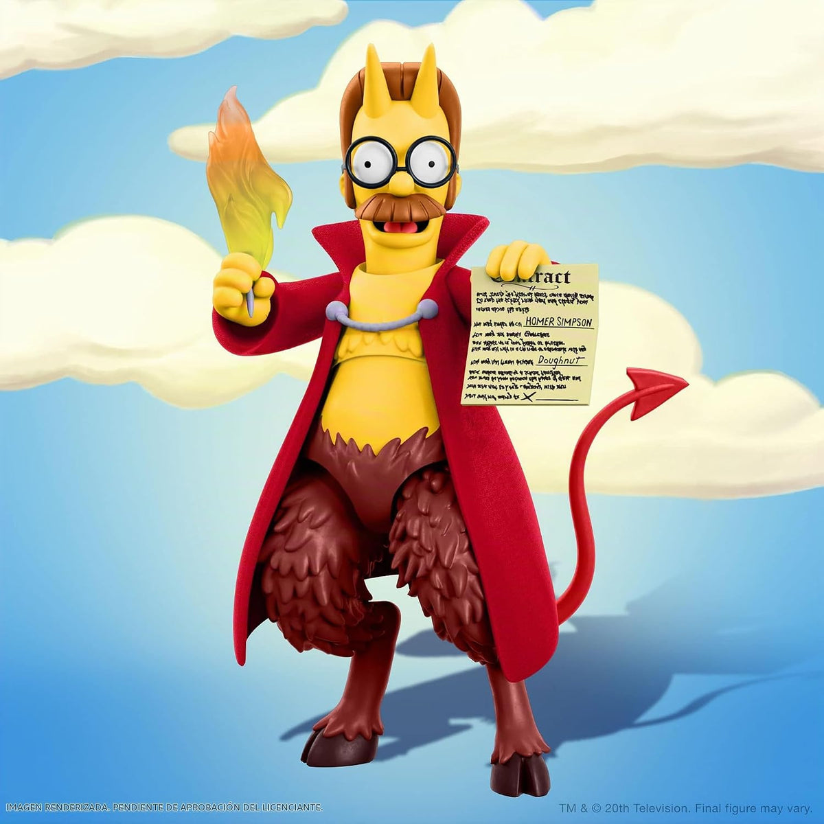 Super7 ULTIMATES! The Simpsons Devil Flanders - Figura de acción de los Simpsons de 7 Pulgadas con Accesorios para programas de televisión clásicos coleccionables y Juguetes Retro