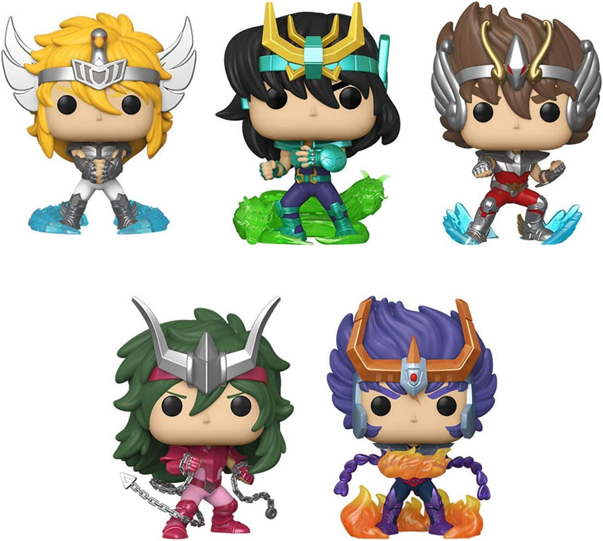 Funko Pop! Bundle of 5: Saint Seiya - Cygnus Hyoga, Dragon Shiryu, Pegasus Seiya, Andromeda Shun and Phoenix Ikki