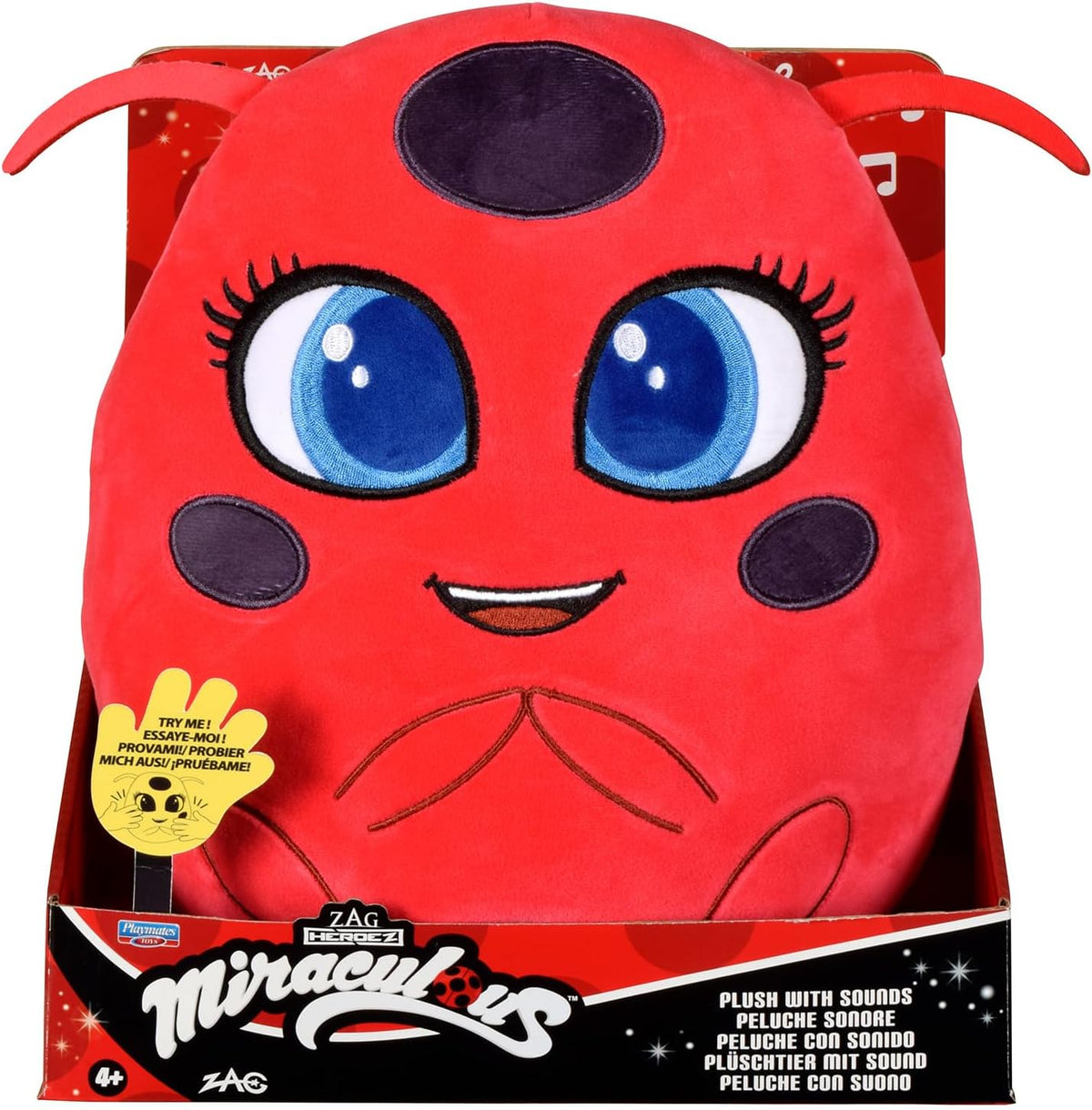 BANDAI - Miraculous - Peluche Tikki con características - Licencia Oficial - Juguete Kwami parlante Ladybug - Peluche de Mariquita Kwami Tikki - Juguetes a Partir de 4 años - P50711