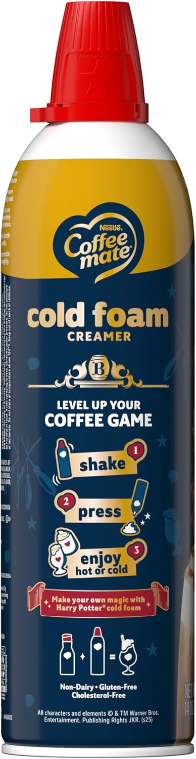 Coffee Mate Harry Potter Butterbeer - Crema de espuma fría con sabor a cerveza, sin gluten, 14 onzas, 25% Menos Azúcar