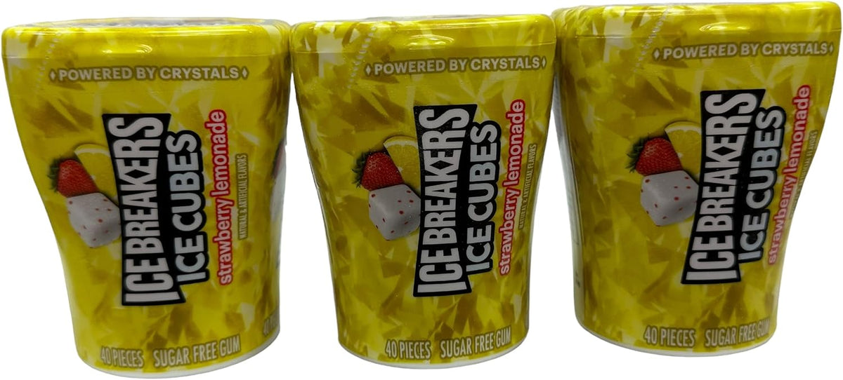 Generic Ice Breakers - Cubos de hielo sin azúcar, limonada de fresa, botellas de 40 unidades, 3 unidades