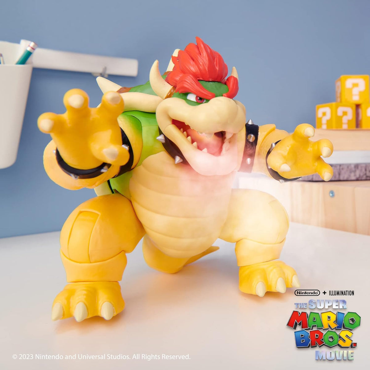 The Super Mario Bros. Movie Figura de acción Bowser de 7 Pulgadas con Efectos de respiración de Fuego