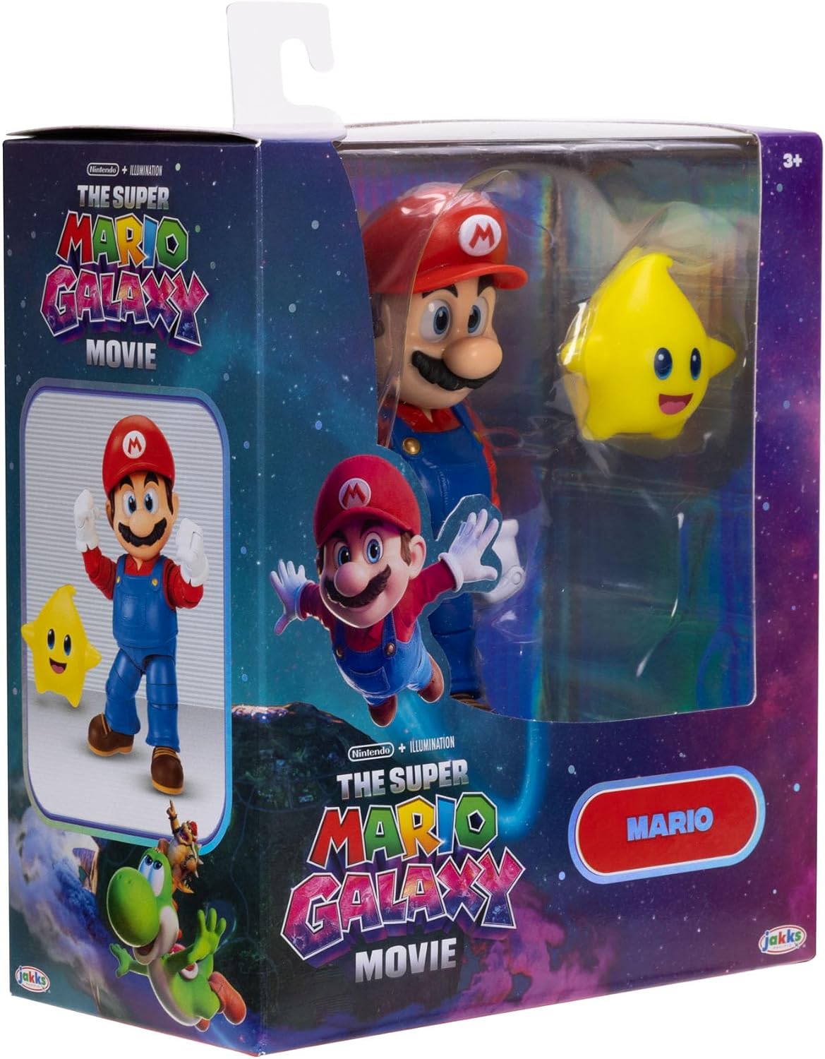 Jakks Pacific Super Mario Galaxy Movie Figura Mario 5 Pulgadas con Estrella Luma Que Brilla en la Oscuridad, 22 Puntos de Articulación, Ojos Acrílicos, Coleccionable, +3 Años