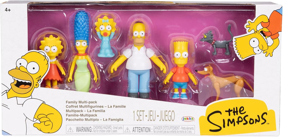 Jakks Pacific - The Simpsons Set de Figuras Familia Simpson Escala 2.5″ – Homer, Marge, Bart, Lisa y Maggie con Diseño Coleccionable para Fans y Niños 4+ Años