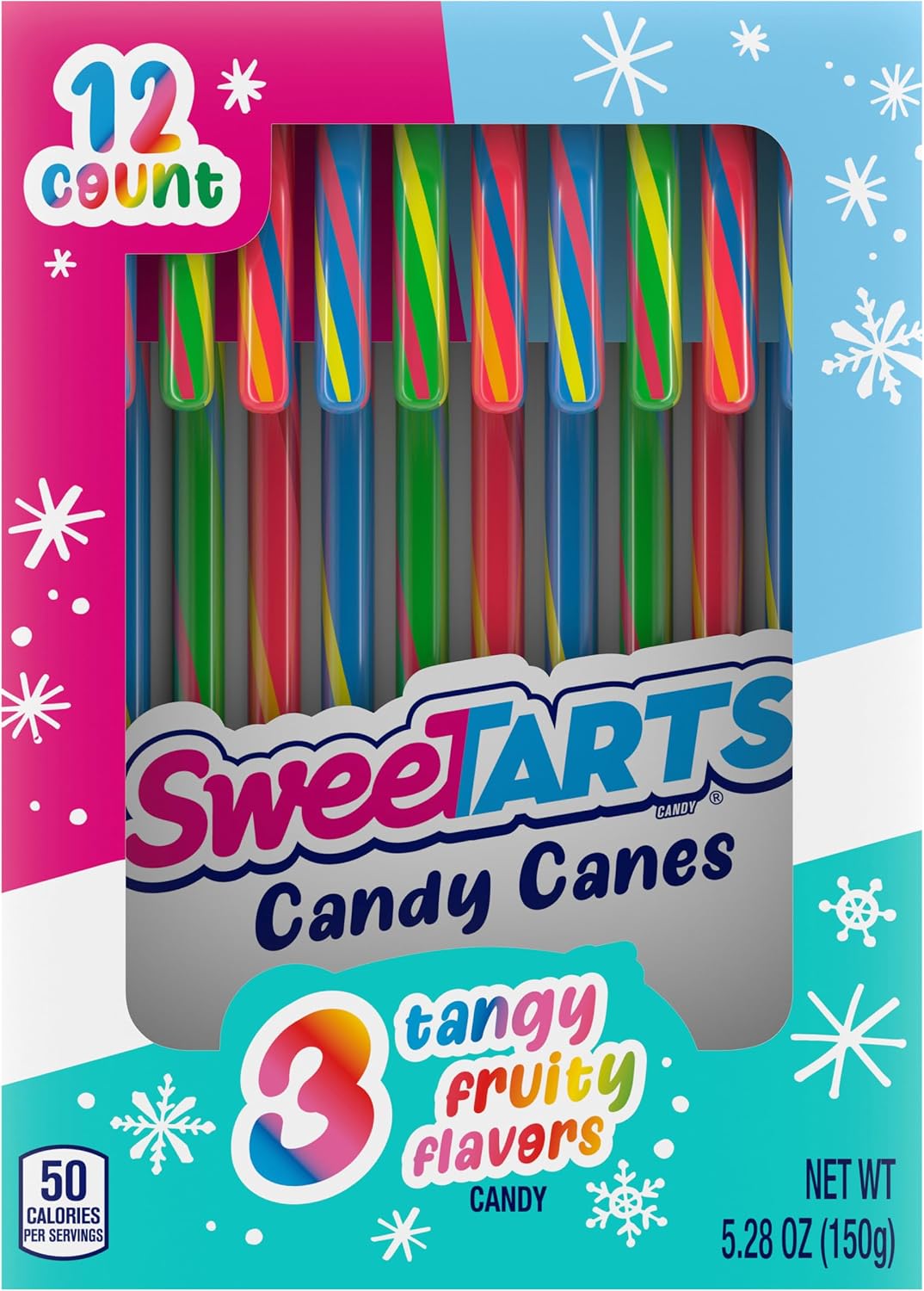SweeTARTS Bastones De Caramelo Navideños, Caja De 12 Unidades: Un Clásico Navideño Envuelto Individualmente, Perfecto Para Rellenar Calcetines, Regalar Y Decorar.