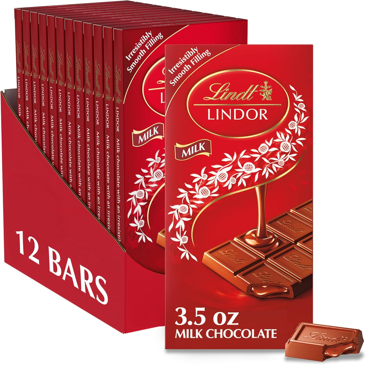Lindt Lindor Chocolate de Leche, 12 Barras de 100 G