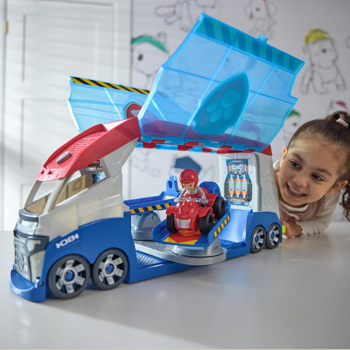 Paw Patrol, Paw Patroller transformable con lanzadores de vehículos, Luces y Sonidos, Figura de acción de Ryder y Coche Todoterreno de Juguete, Juguetes para niños y niñas a Partir de 3 años