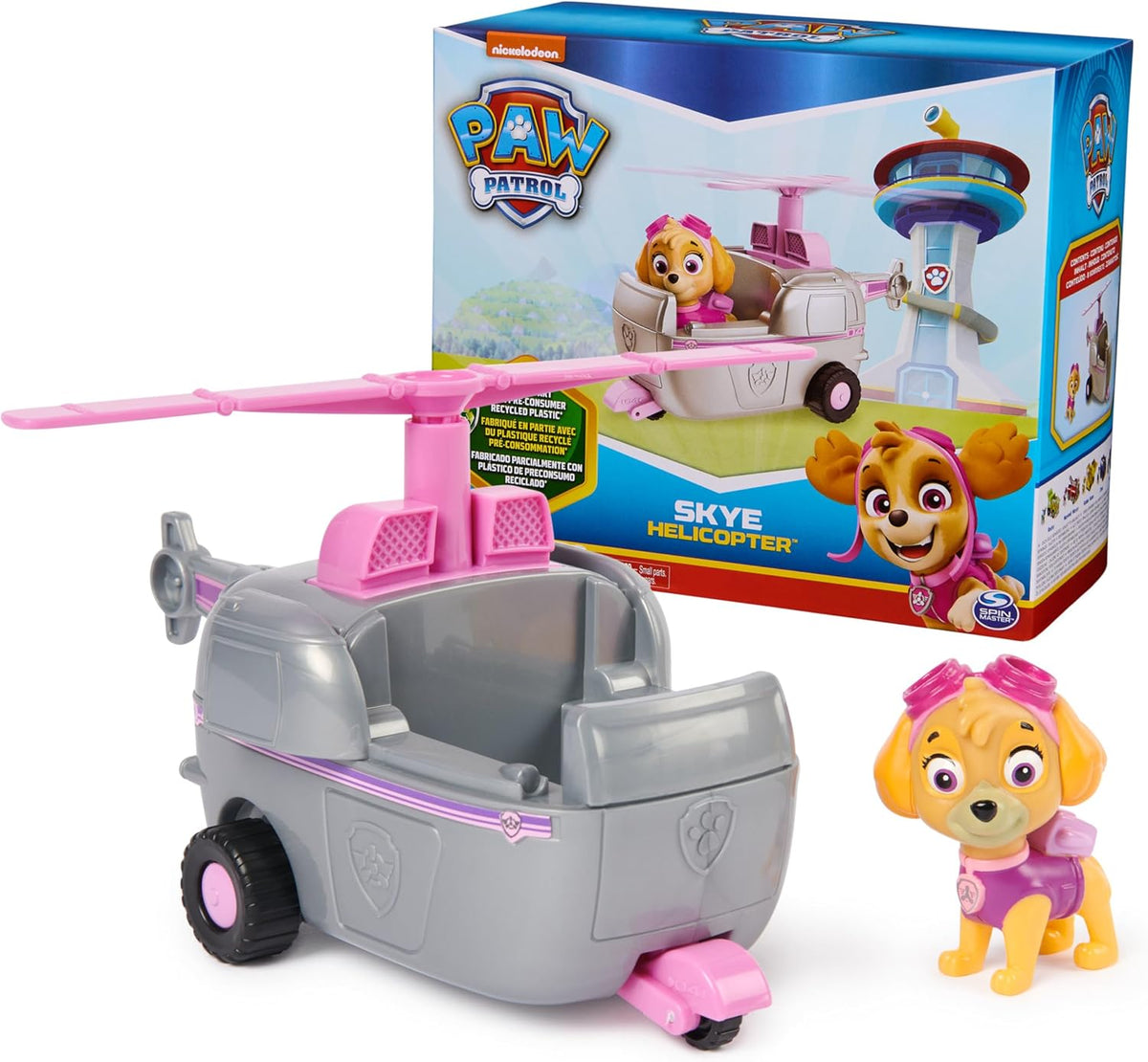 Paw Patrol, helicóptero de Skye, vehículo de Juguete con Figura de acción Coleccionable, Juguetes para niños de Mente sostenible para niños y niñas a Partir de 3 años