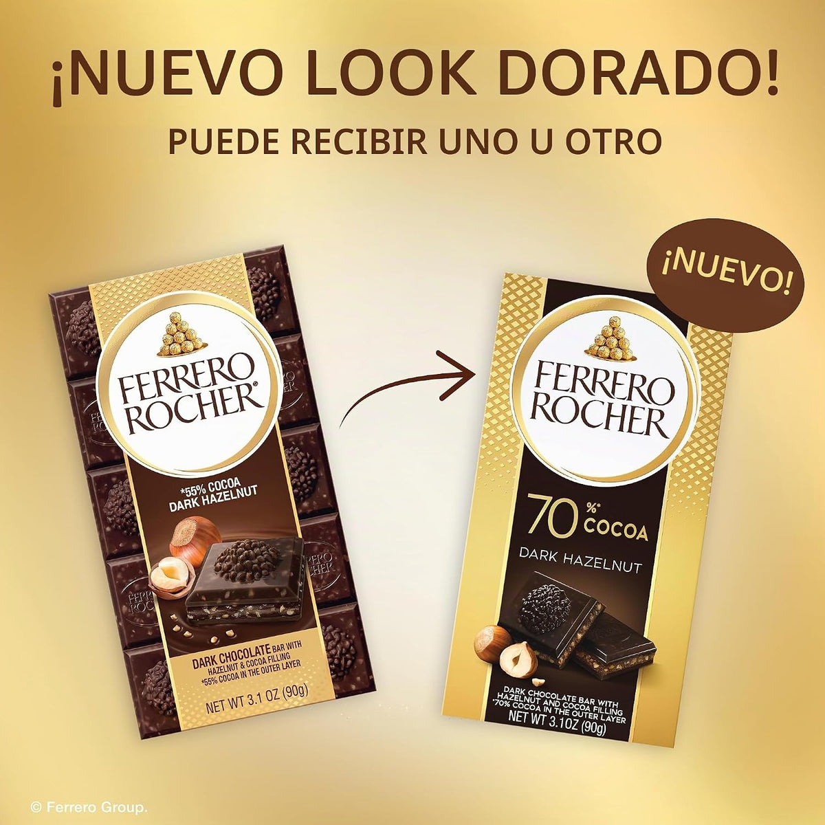 Ferrero Rocher Tableta de Chocolate Amargo, 90 g
