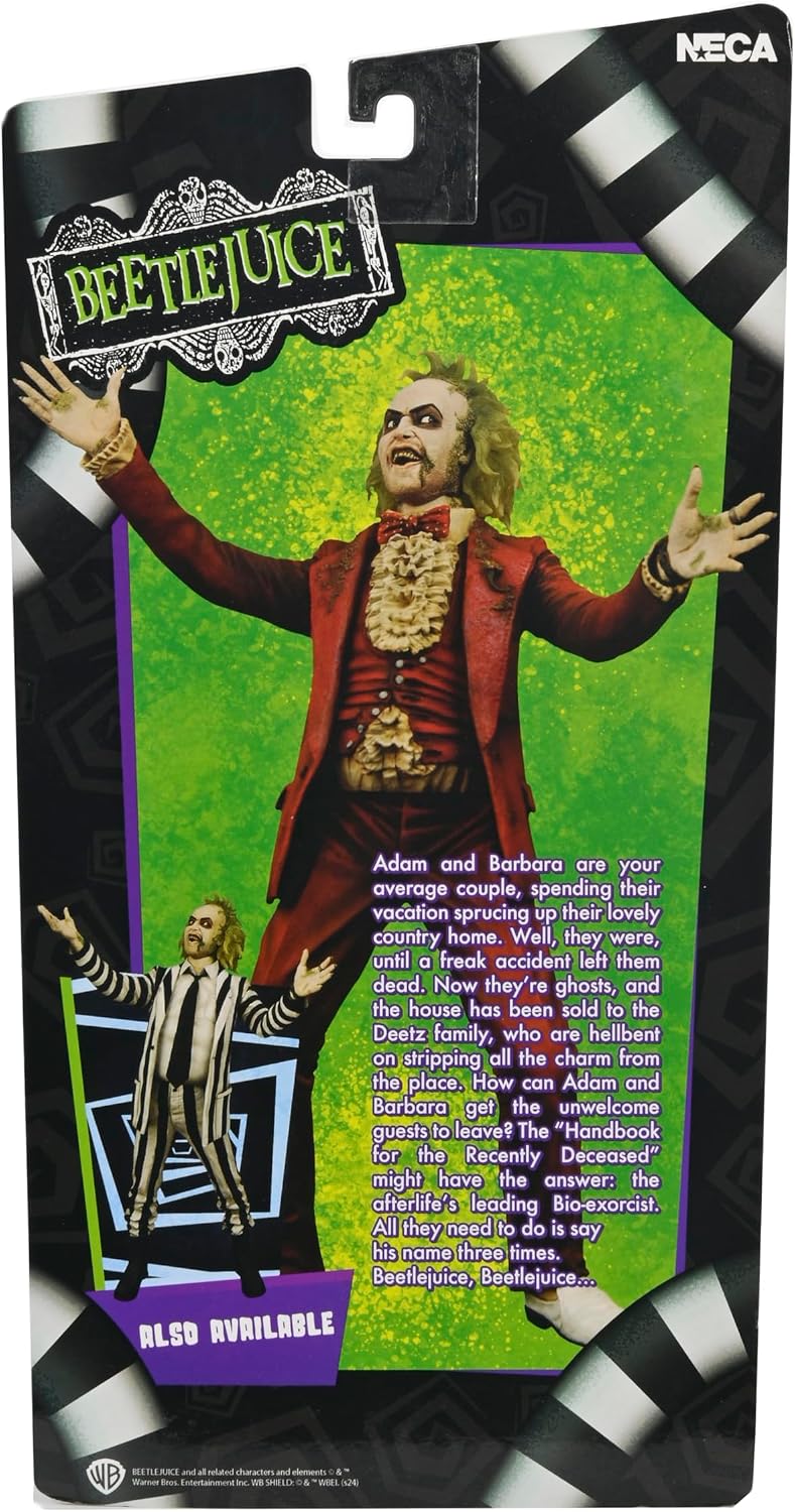 NECA - Beetlejuice (1988) - Figura de acción a Escala de 7 Pulgadas - Esmoquin Rojo Beetlejuice en Embalaje blíster
