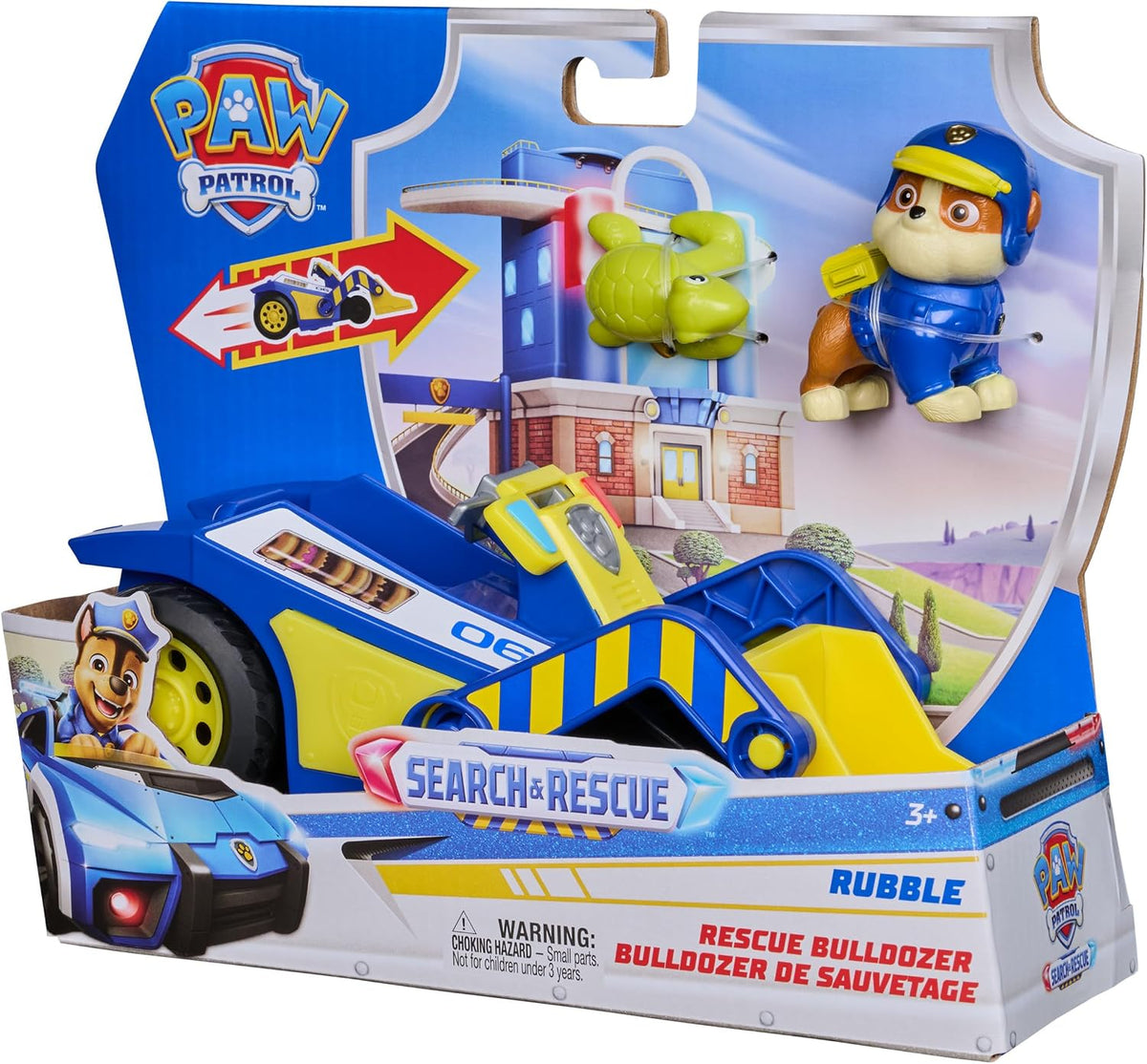 Paw Patrol: Search & Rescue, Excavadora de Rescate de Rubble con 2 Figuras, Coche de policía de Juguete con función de propulsión, Juguetes para niños y niñas a Partir de 3 años