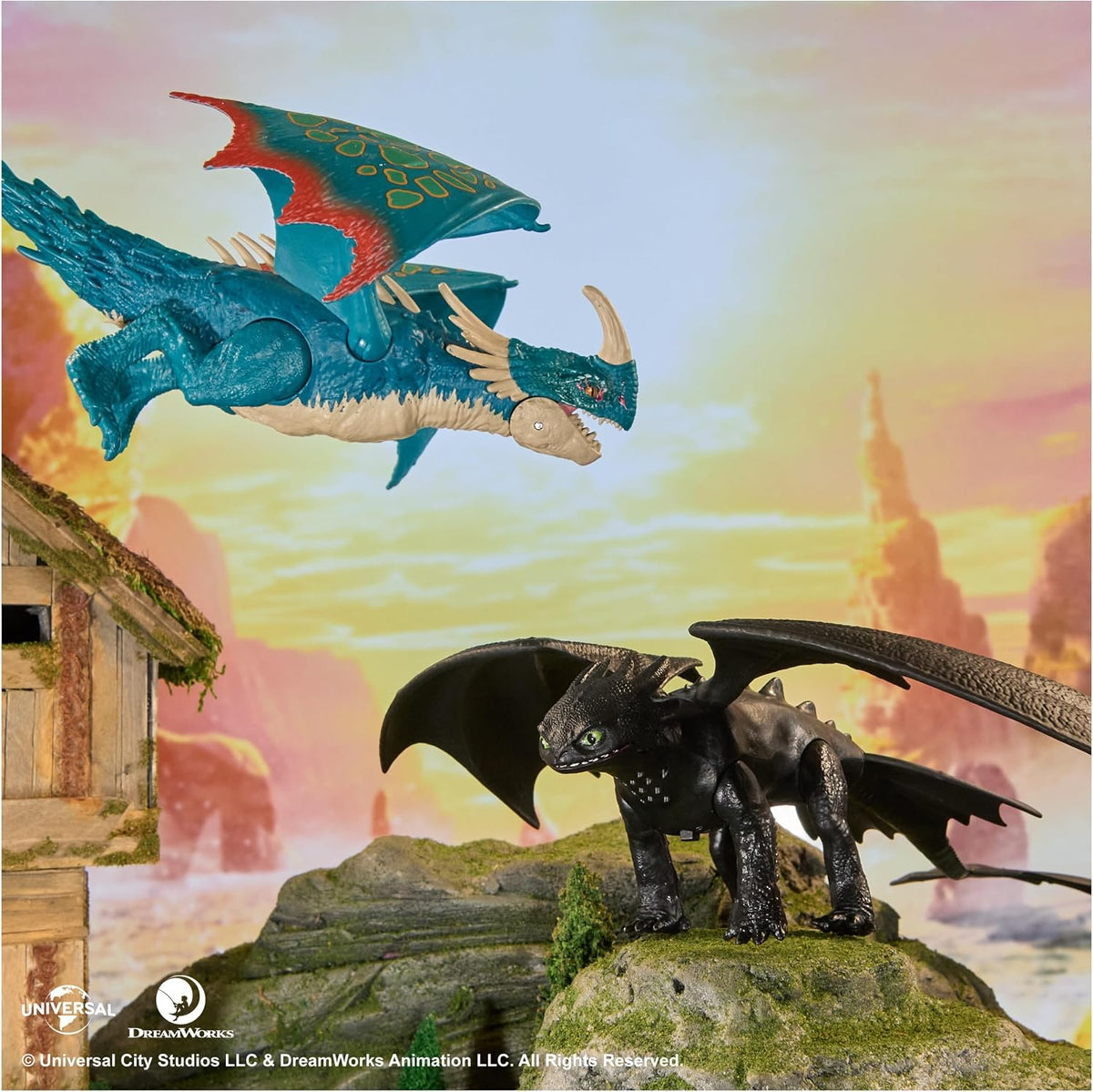 DreamWorks Dragons, How to Train Your Dragon, Dragones de Batalla: Deadly Nadder Que Lanza Fuego, Figura de acción de 25 cm, Juguetes para niños y niñas a Partir de 3 años