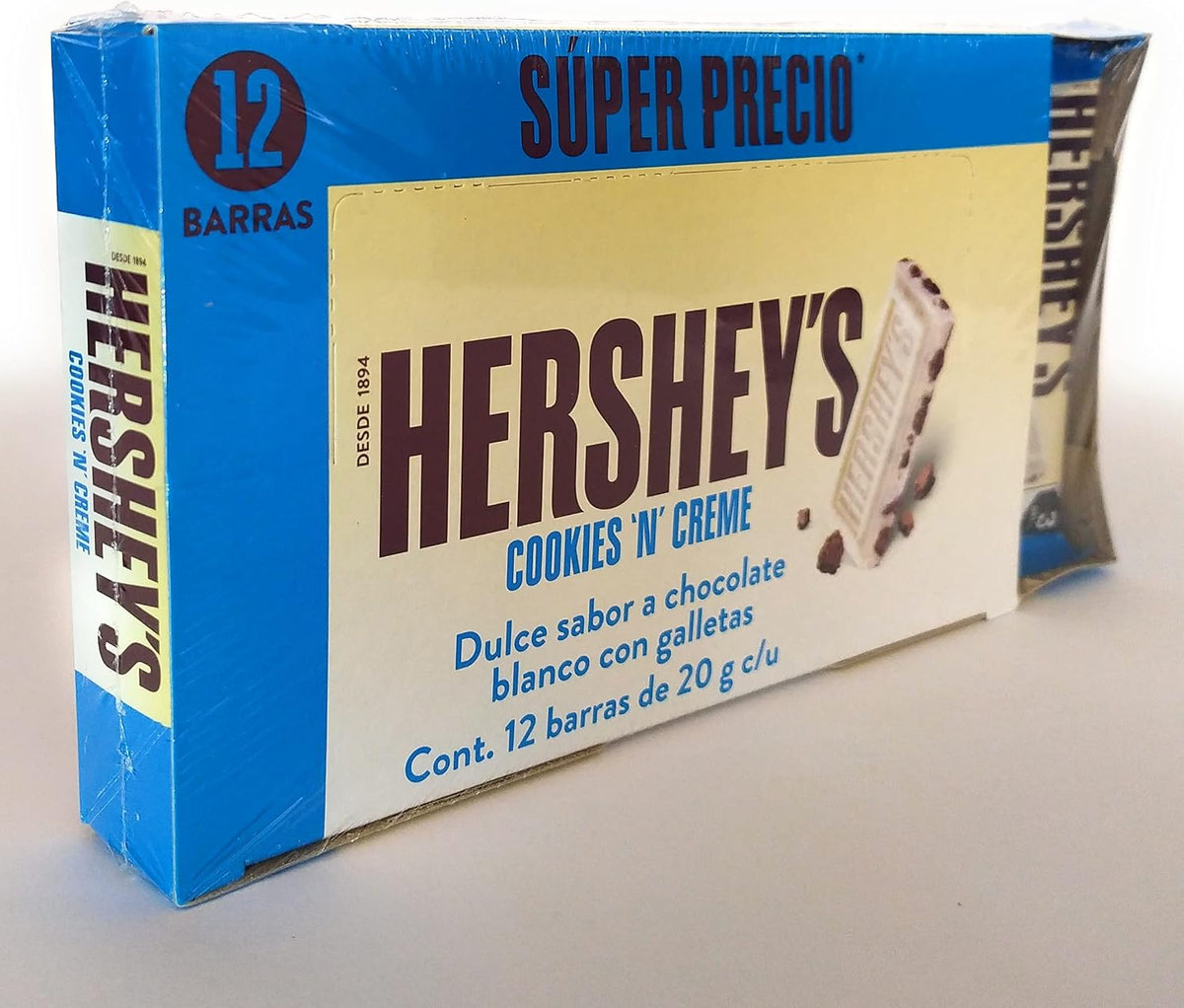 HERSHEY'S | Chocolate Blanco Cookies n Creme Barras 12 Piezas 20g c/u Dulces para Compartir Snack