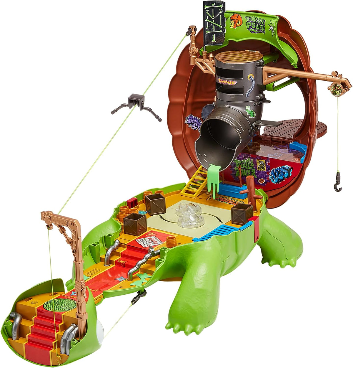 TMNT - Bandai Namco - Set de Juego - Tortugas Ninja, Playset Tortuga Transformable Refugio Secreto - con Accesorios, Zonas de Batalla y áreas interactivas para Figuras de acción