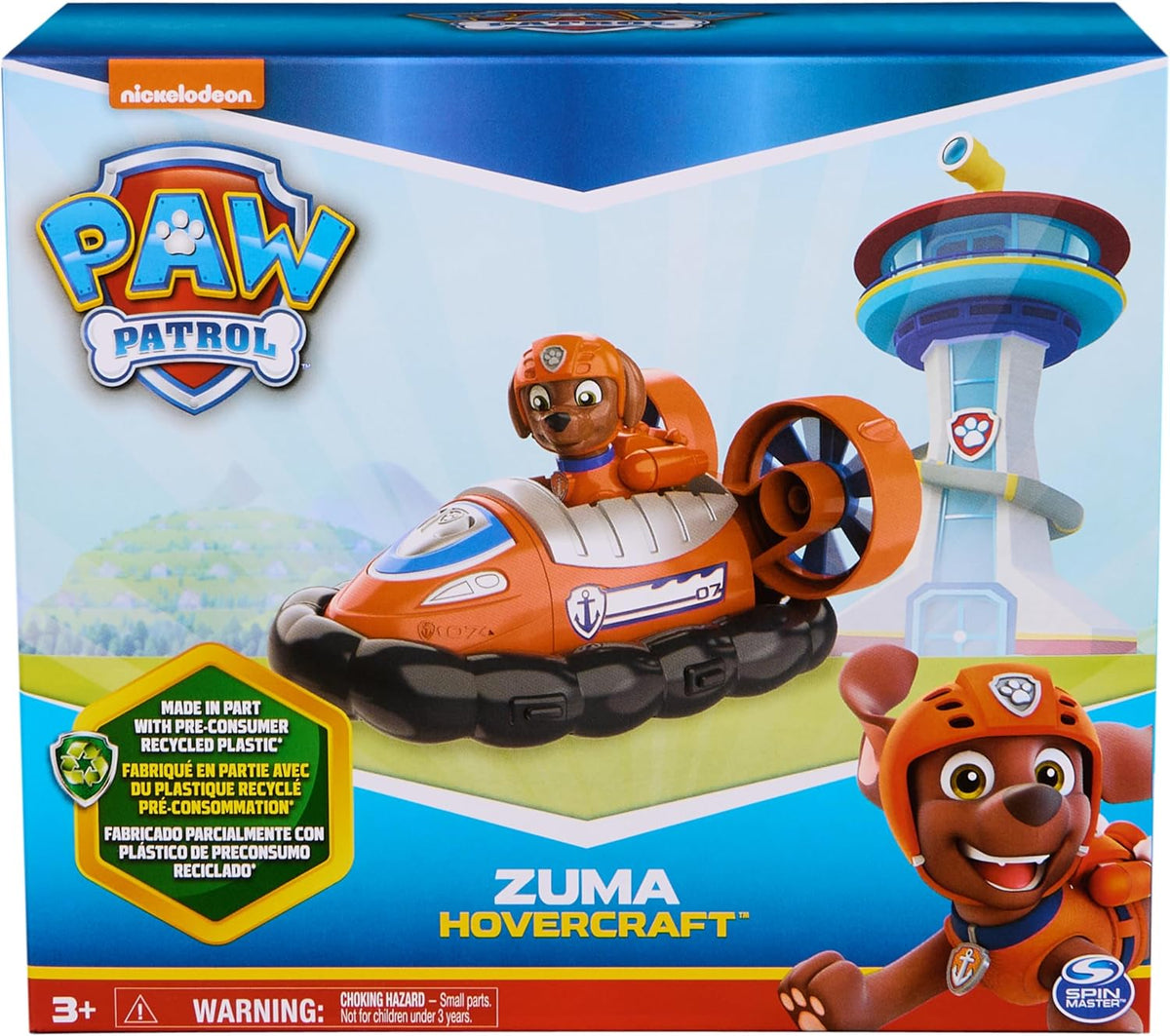 Paw Patrol, Zuma'S Hovercraft, vehículo de Juguete con Figura de acción Coleccionable, Juguetes para niños de Mente sostenible para niños y niñas a Partir de 3 años