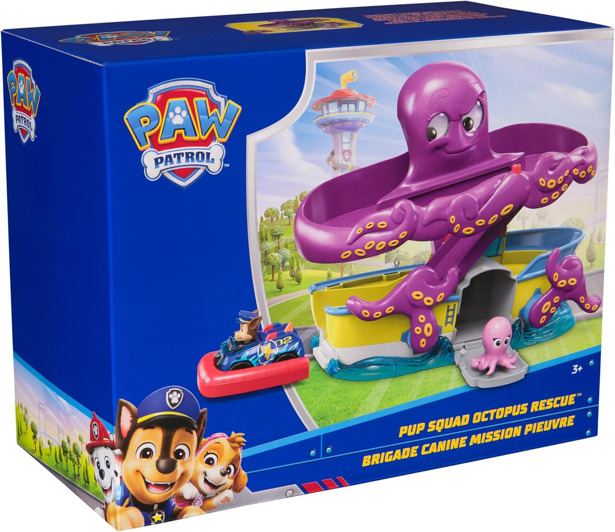 Paw Patrol La Patrulla Canina, Pup Squad Octopus Rescue, Set de Juego con Coche de Chase de 6,3 cm y Figura de Pulpo bebé, Juguetes de imitación para niños y niñas a Partir de 3 años