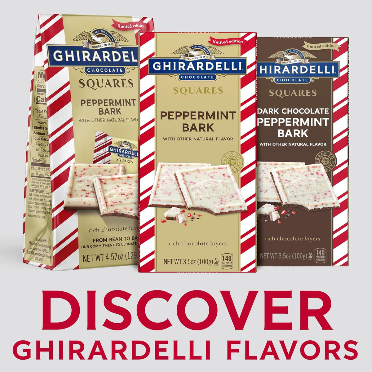 Ghirardelli Peppermint Bark Milk Chocolate Bar,3.5 oz, Pack of 4