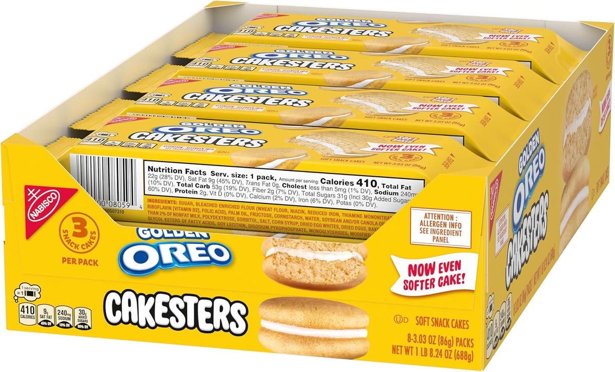 Oreo Pastelitos Suaves Golden Cakesters, 8 Paquetes De 85 G