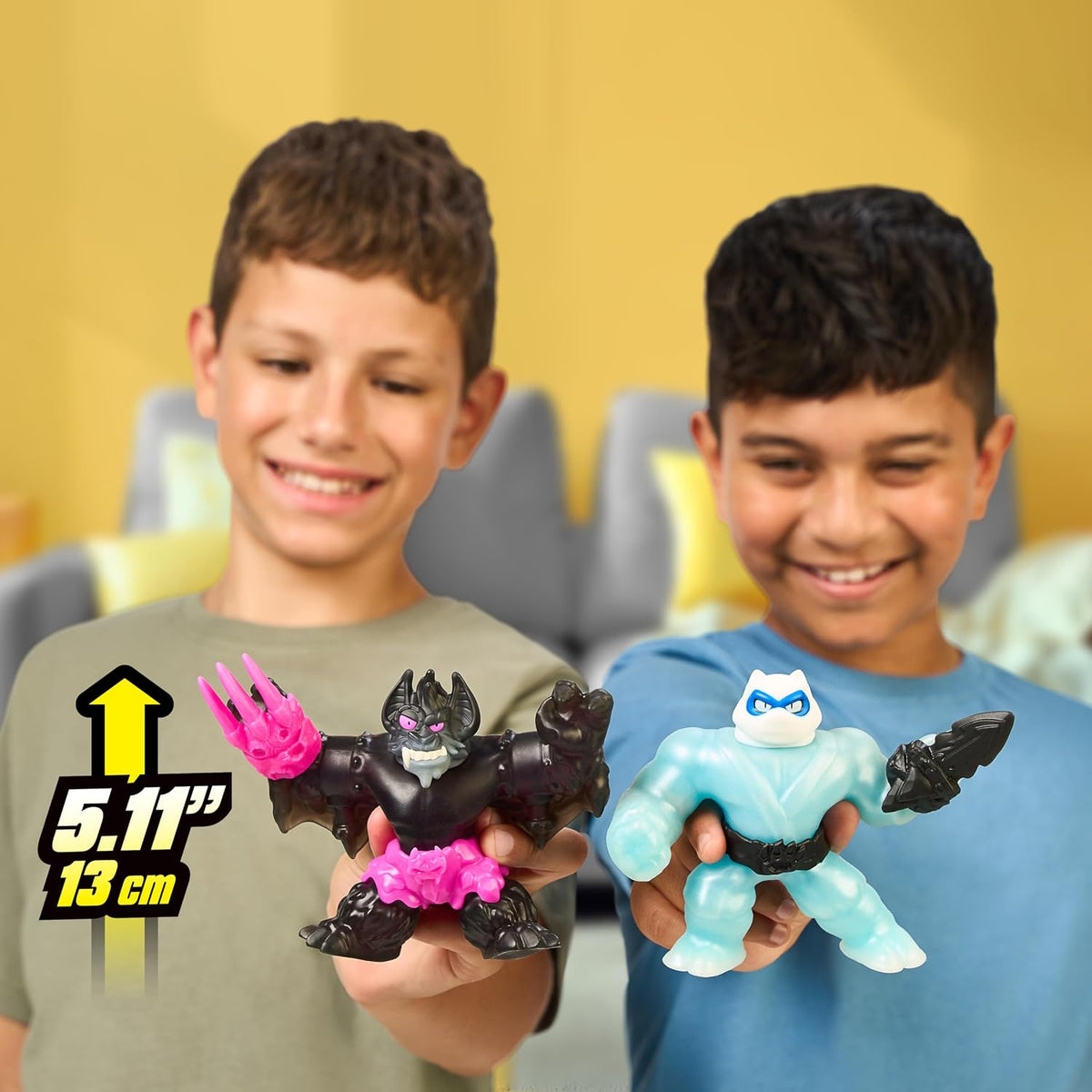 Heroes of Goo Jit Zu Goojitzu - Meteor Madness Pantaroo vs Sludgewing - Pack de 2 Figuras Elásticas con Accesorios - Muñecos Estirables para Niños - Ideal para Regalo