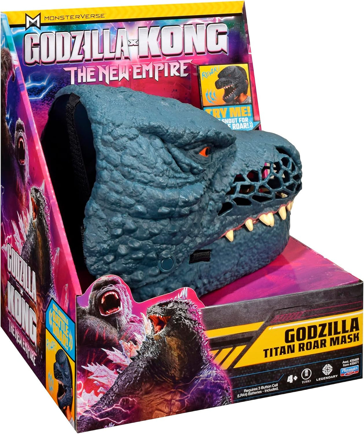 GodzillaVsKong - Máscara Interactiva Godzilla Titan Roar - Con Rugido de Batalla Activado por Boca - Ideal para Niños de 6 a 12 Años