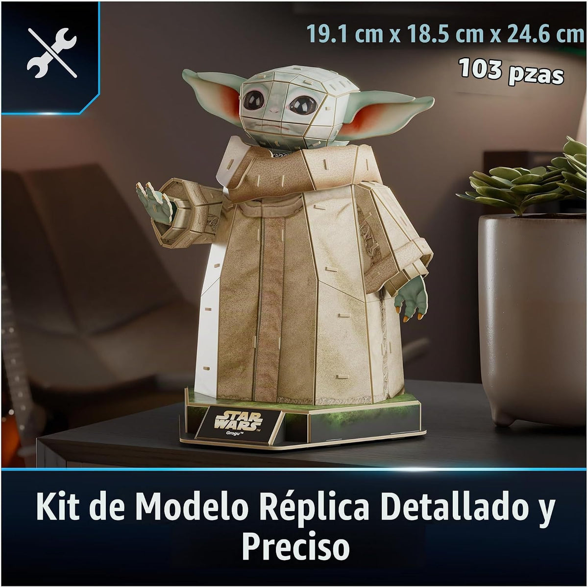 4D Build, Rompecabezas en 3D de Grogu de Star Wars, 103 Piezas, Juguetes Star Wars, Coleccionable de Star Wars, Rompecabezas en 3D para Adultos y niños a Partir de 12 años