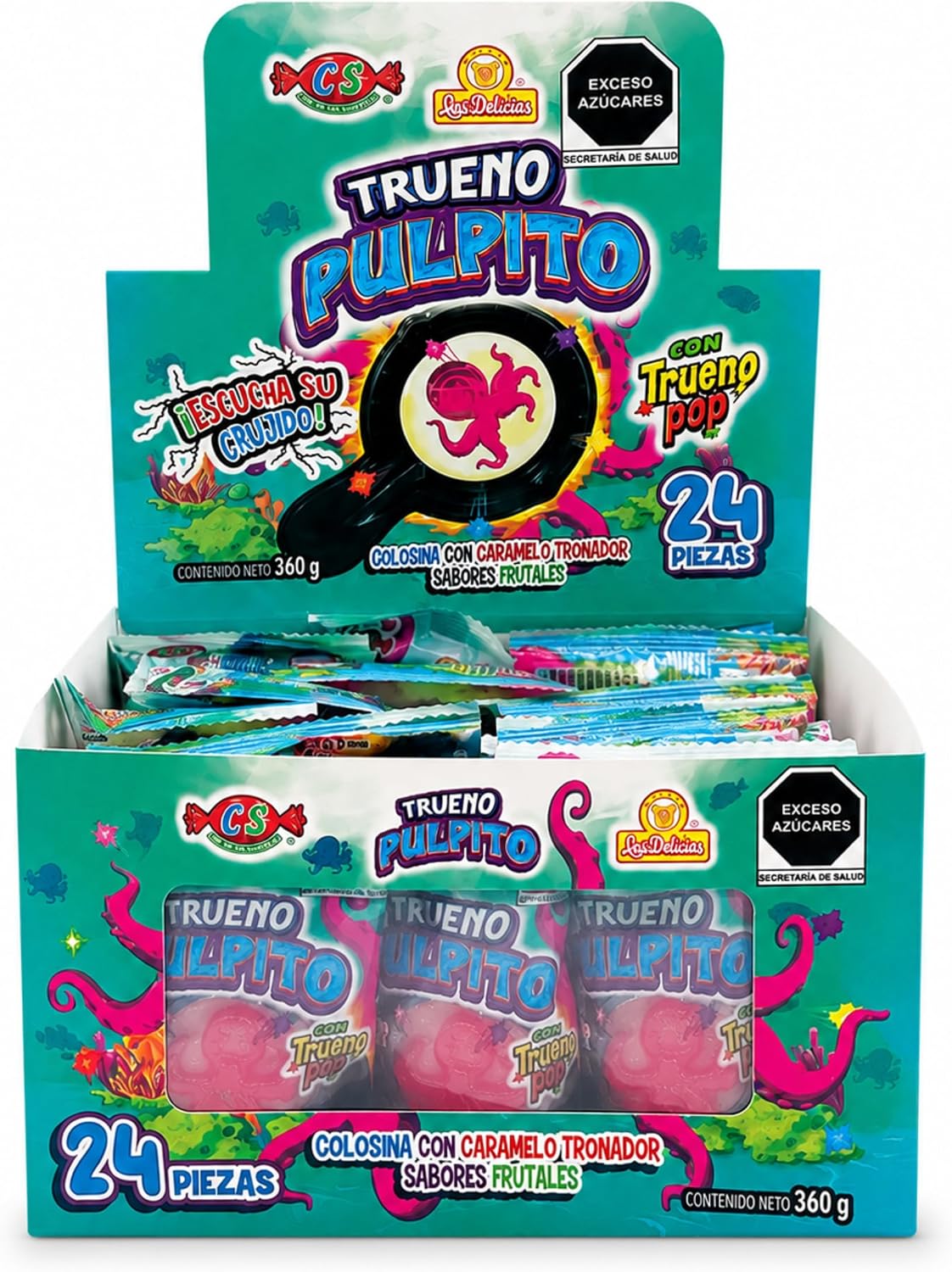 Las Delicias Trueno Pulpito Caramelos Tronadores Multicolor 84 Piezas