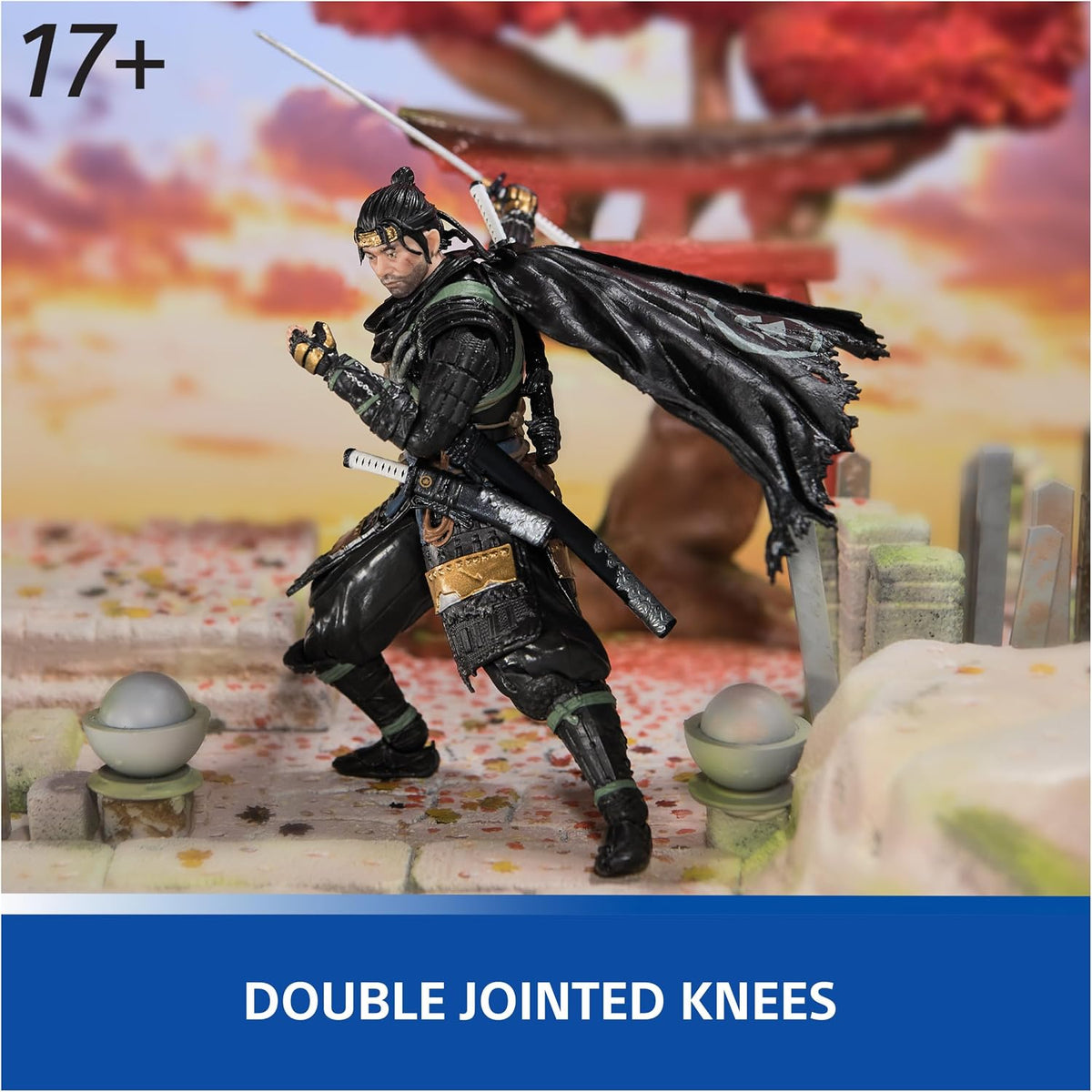 PlayStation, Ghost of Tsushima, Figura de Acción del Samurái Jin Sakai de 15 Cm, 2 Accesorios, the Shapes Collection, para Fans y Coleccionistas de la PS5 a Partir de 17 Años