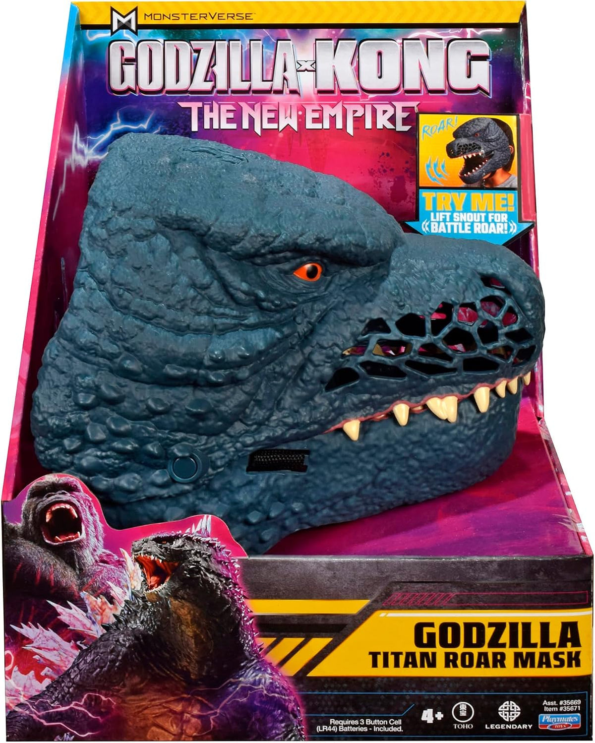GodzillaVsKong - Máscara Interactiva Godzilla Titan Roar - Con Rugido de Batalla Activado por Boca - Ideal para Niños de 6 a 12 Años