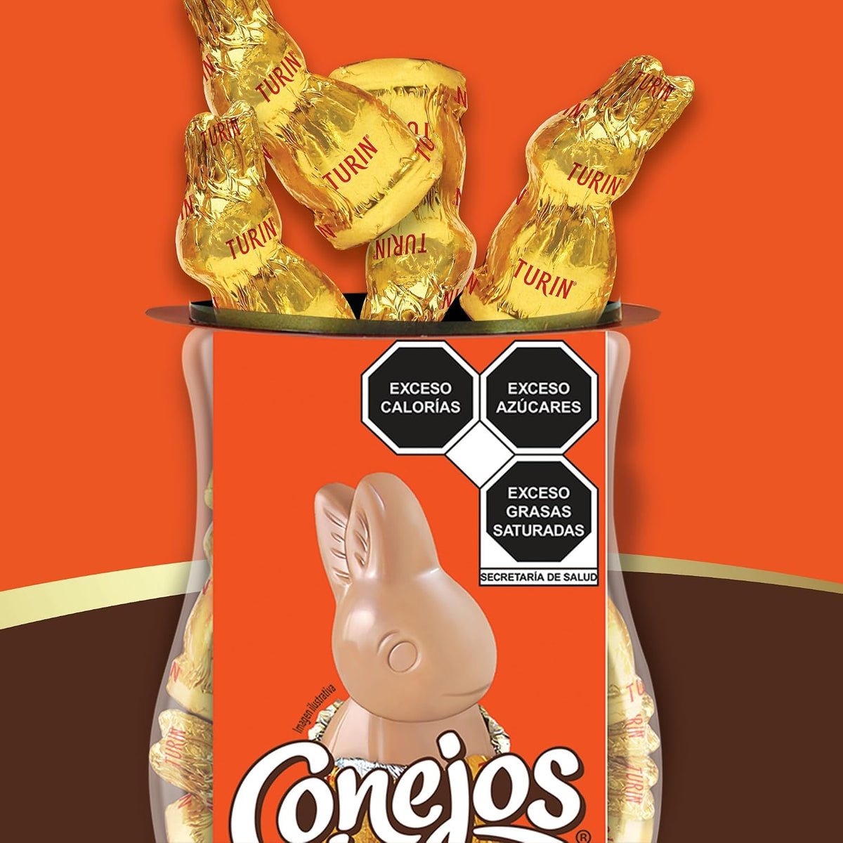 Conejos Turin Chocolates Tubo de 30 piezas, 20g cada pieza. 600g