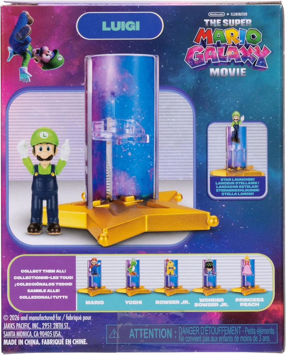 Jakks Pacific Set de Minifiguras The Super Mario Galaxy, 6 Figuras con Lanzador de Estrellas