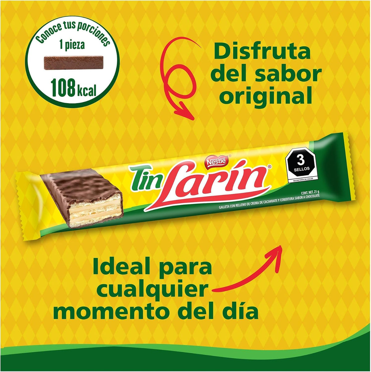 Tín Larín Chocolate Relleno de Galleta Estuche con 10 piezas de 21g c/u