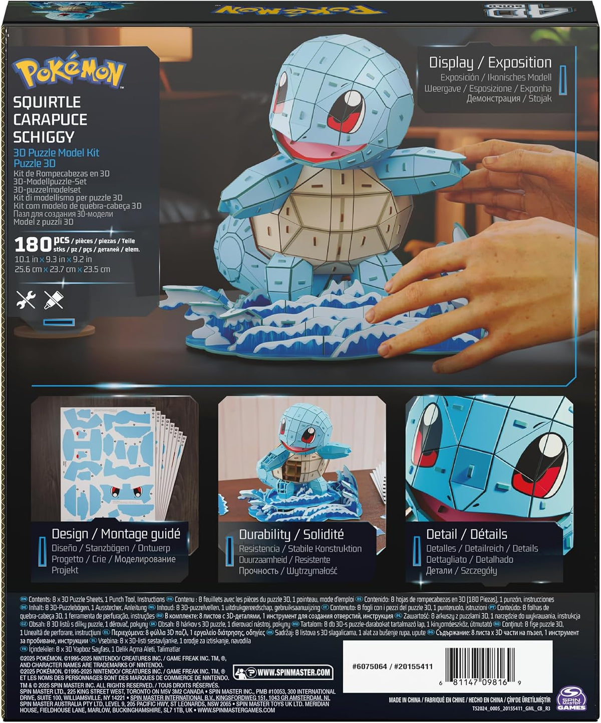 4D Build, Squirtle de Pokémon en 3D, coleccionables de Pokémon, Rompecabezas para Adultos, Juguetes de construcción, Rompecabezas en 3D para Adultos y Adolescentes, 180 Piezas, a Partir de 12 años