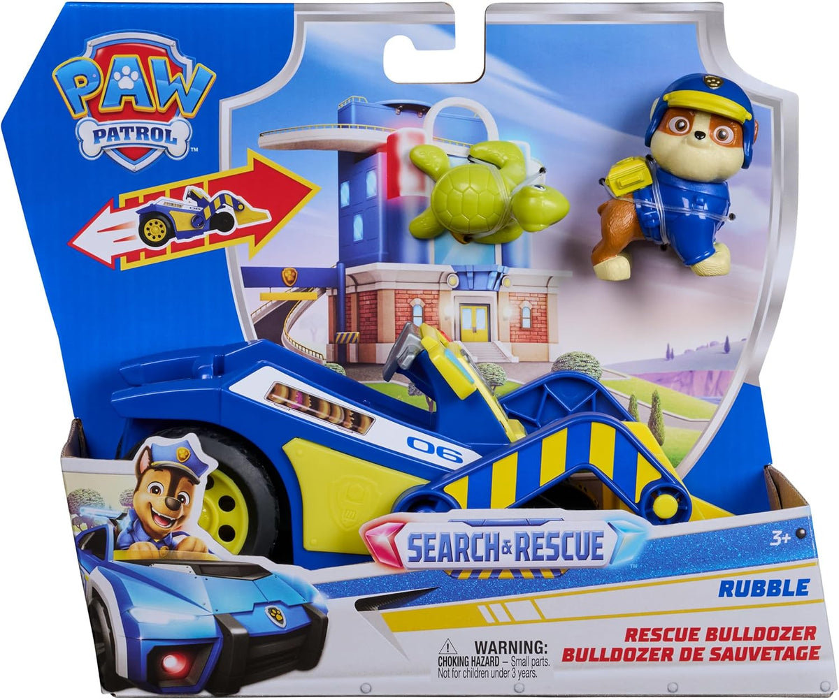 Paw Patrol: Search & Rescue, Excavadora de Rescate de Rubble con 2 Figuras, Coche de policía de Juguete con función de propulsión, Juguetes para niños y niñas a Partir de 3 años