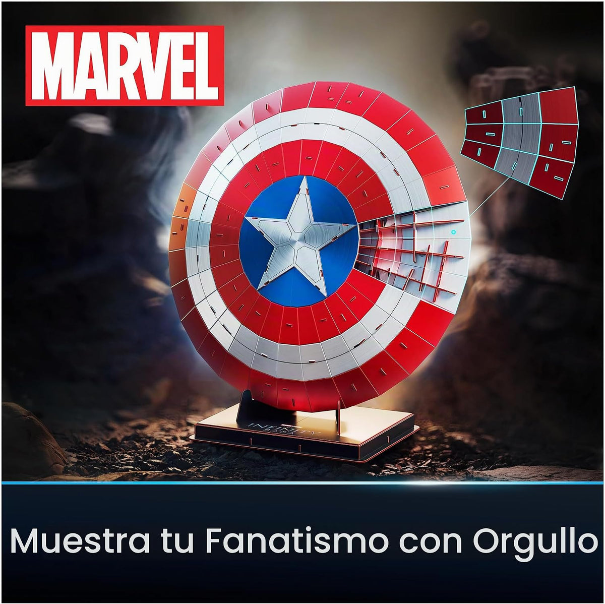 4D Build, Rompecabezas en 3D de Escudo del Capitán América de Marvel, 101 Piezas, Juguetes de construcción, Rompecabezas en 3D para Adultos y niños a Partir de 12 años