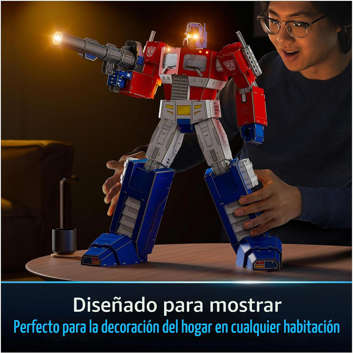 4D Build, Rompecabezas en 3D de Optimus Prime de Transformers con Luces LED, Serie Innovation, 321 Piezas, decoración de Escritorio, Rompecabezas en 3D para Adultos y niños a Partir de 12 años
