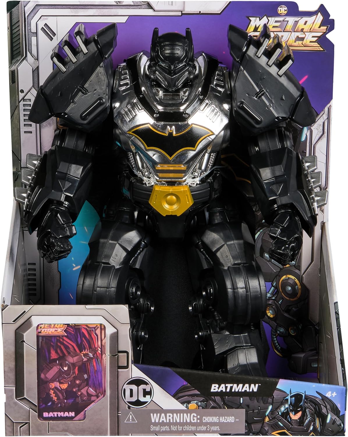 DC Comics, Figura de acción de Batman de la colección Metal Force, Coleccionable de superhéroe de Gran tamaño de 30 cm, Juguetes para niños y niñas a Partir de 4 años