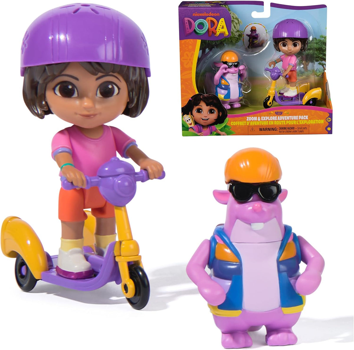 Dora, Set de Aventuras acelera y explora con Figuras de Dora y Tico, y un Patinete de Tres Ruedas, Juguetes para niños y niñas a Partir de 3 años