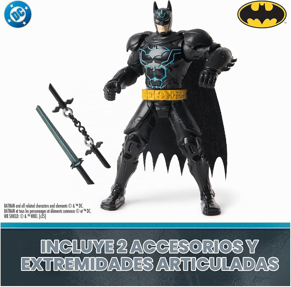 BATMAN DC Comics, Battle Clash, Figura de acción Ninja Strike de 15 cm con 2 Accesorios Ninja, Juguetes de superhéroes para niños y niñas a Partir de 3 años