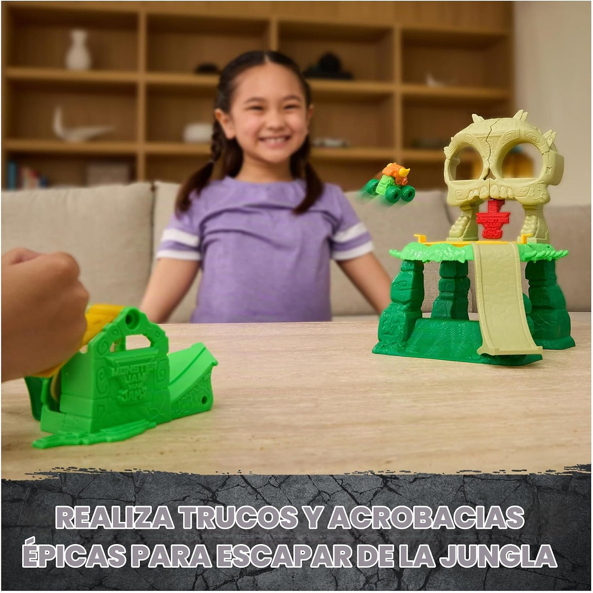 Monster Jam Mini Jams Skull Escape Crash & Crumble Playset con 2 camionetas Monster Truck Die-Cast exclusivas El Toro Loco y Dragon, Juguetes para niños y niñas de 3 años en adelante