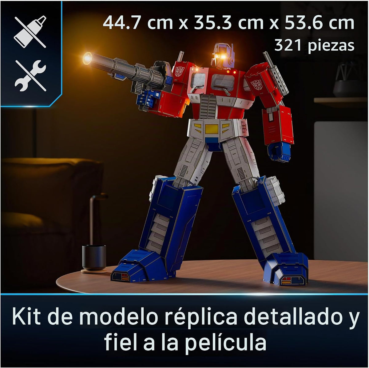 4D Build, Rompecabezas en 3D de Optimus Prime de Transformers con Luces LED, Serie Innovation, 321 Piezas, decoración de Escritorio, Rompecabezas en 3D para Adultos y niños a Partir de 12 años