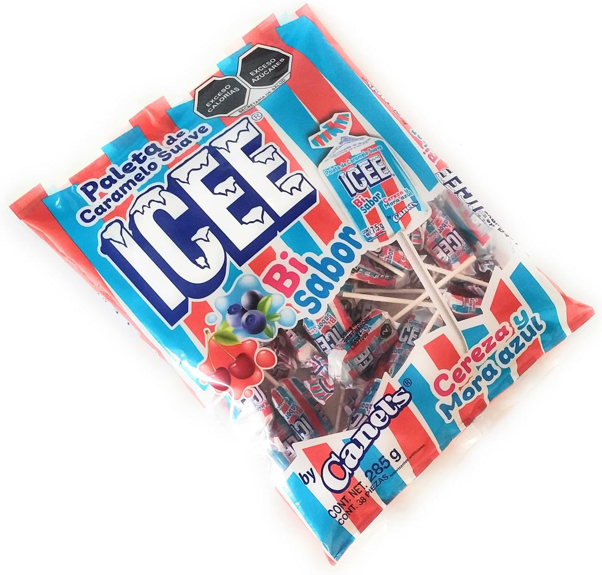 Canel´s Paletas de caramelo suave ICEE bisabor (cerezas & mora azul) by Canel´s. Bolsa de 285gr.