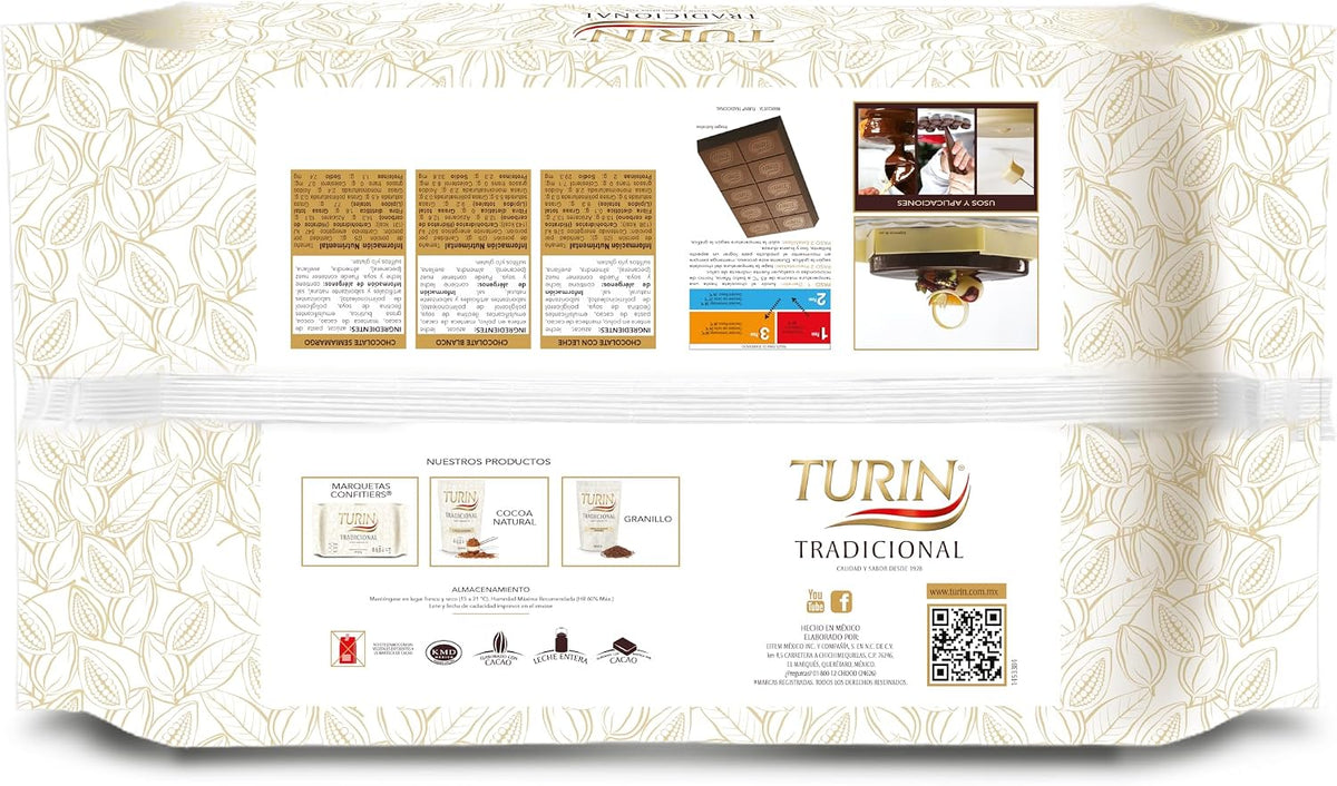 Turin Alta Reposteria Marqueta Cobertura de Chocolate Semiamargo 1kg