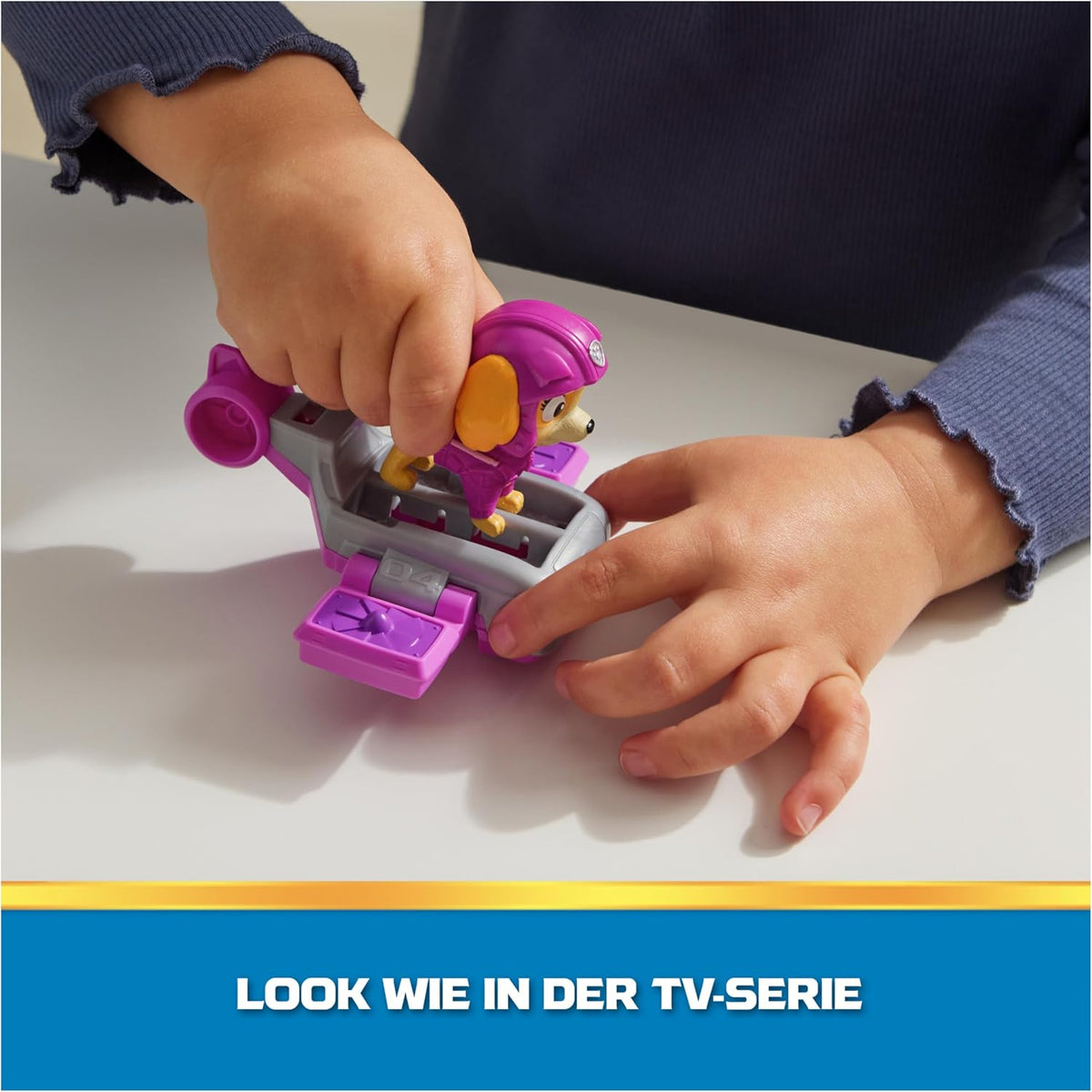 Paw Patrol: Action Pups, Figura de acción de Skye y avión aerodeslizador con alas Plegables, Juguetes para niños y niñas a Partir de 3 años