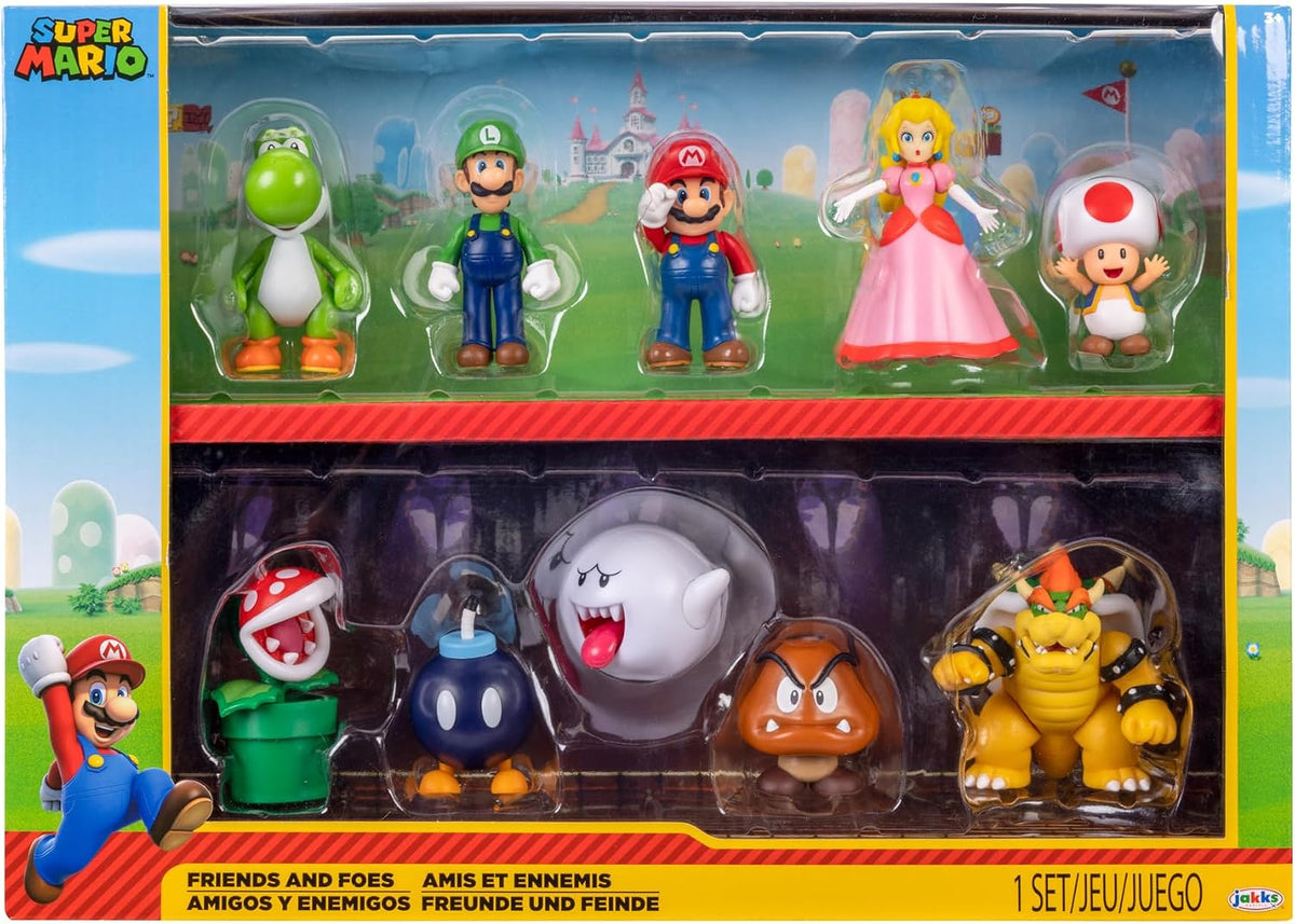 Jakks Pacific Set de Figuras Super Mario Bros, 10 Figuras Coleccionables