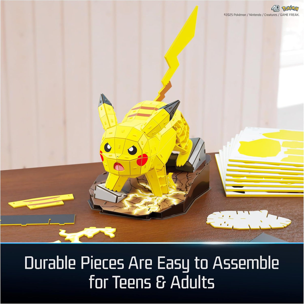 4D Build, Pikachu de Pokémon en 3D, coleccionables de Pokémon, Rompecabezas para Adultos, Juguetes de construcción, Rompecabezas en 3D para Adultos y Adolescentes, 201 Piezas, a Partir de 12 años