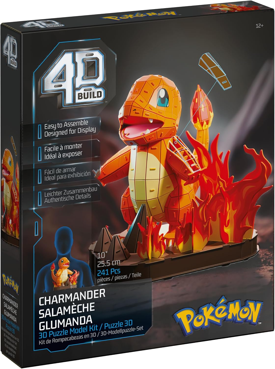 4D Build, Charmander de Pokémon en 3D, coleccionables de Pokémon, Rompecabezas para Adultos, Juguetes de construcción, Rompecabezas en 3D para Adultos y Adolescentes, 241 Piezas, a Partir de 12 años