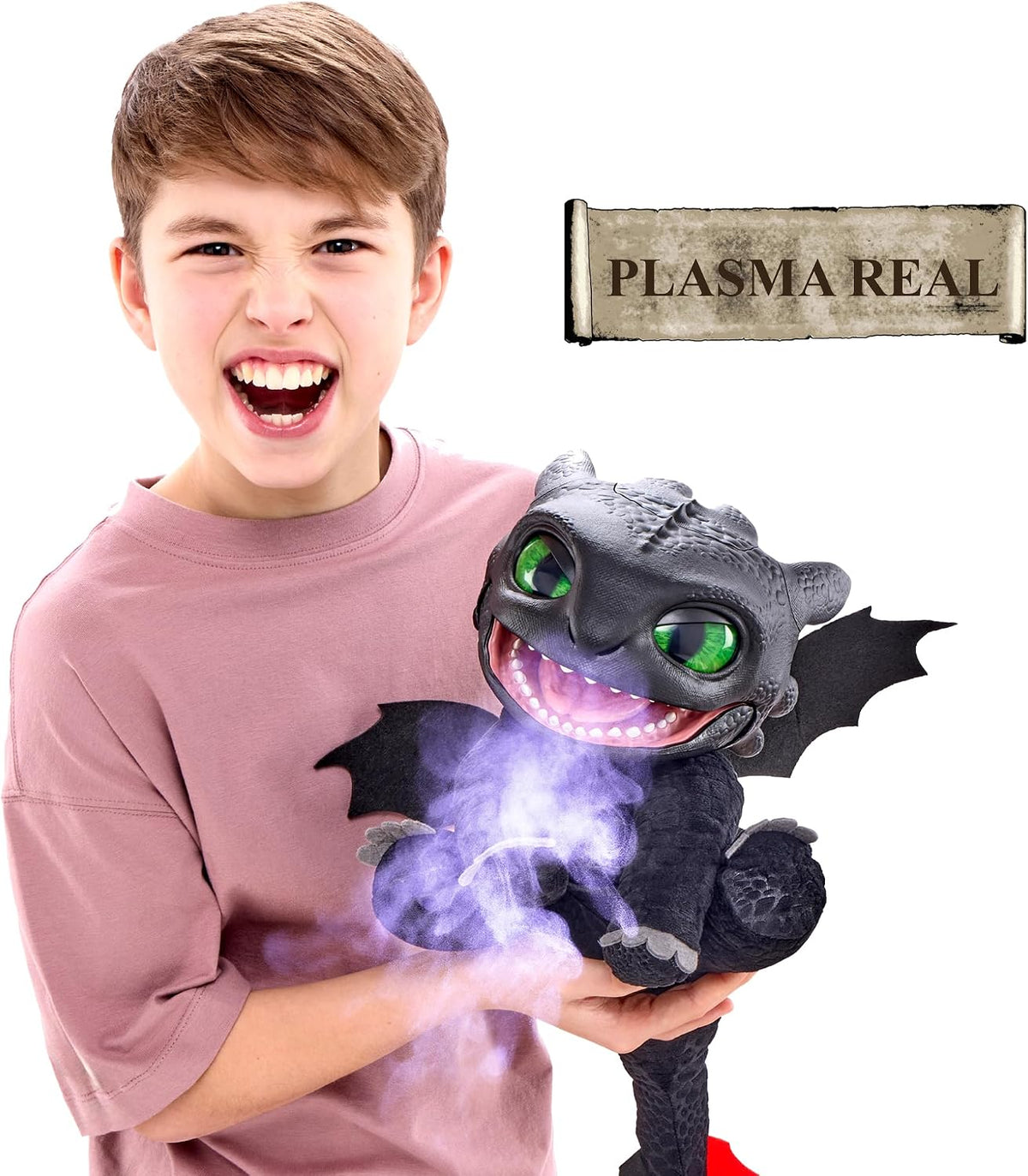 Famosa Chimuelo Puppetronic Real FX Cómo Entrenar a tu dragón, marioneta electrónica de 30 cm, +50 reacciones y Sonidos, Efectos de Humo y Fuego (RE00000)