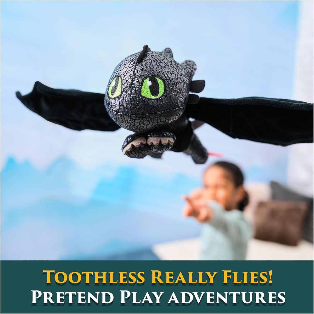 DreamWorks, Dragons, How to Train Your Dragon, Peluche Toothless: Abraza y planea, dragón de Peluche de 30,5 cm, Juguetes para niños a Partir de 4 años